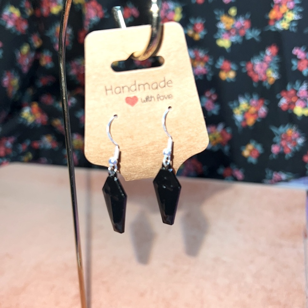 Black enameled Coffin earrings